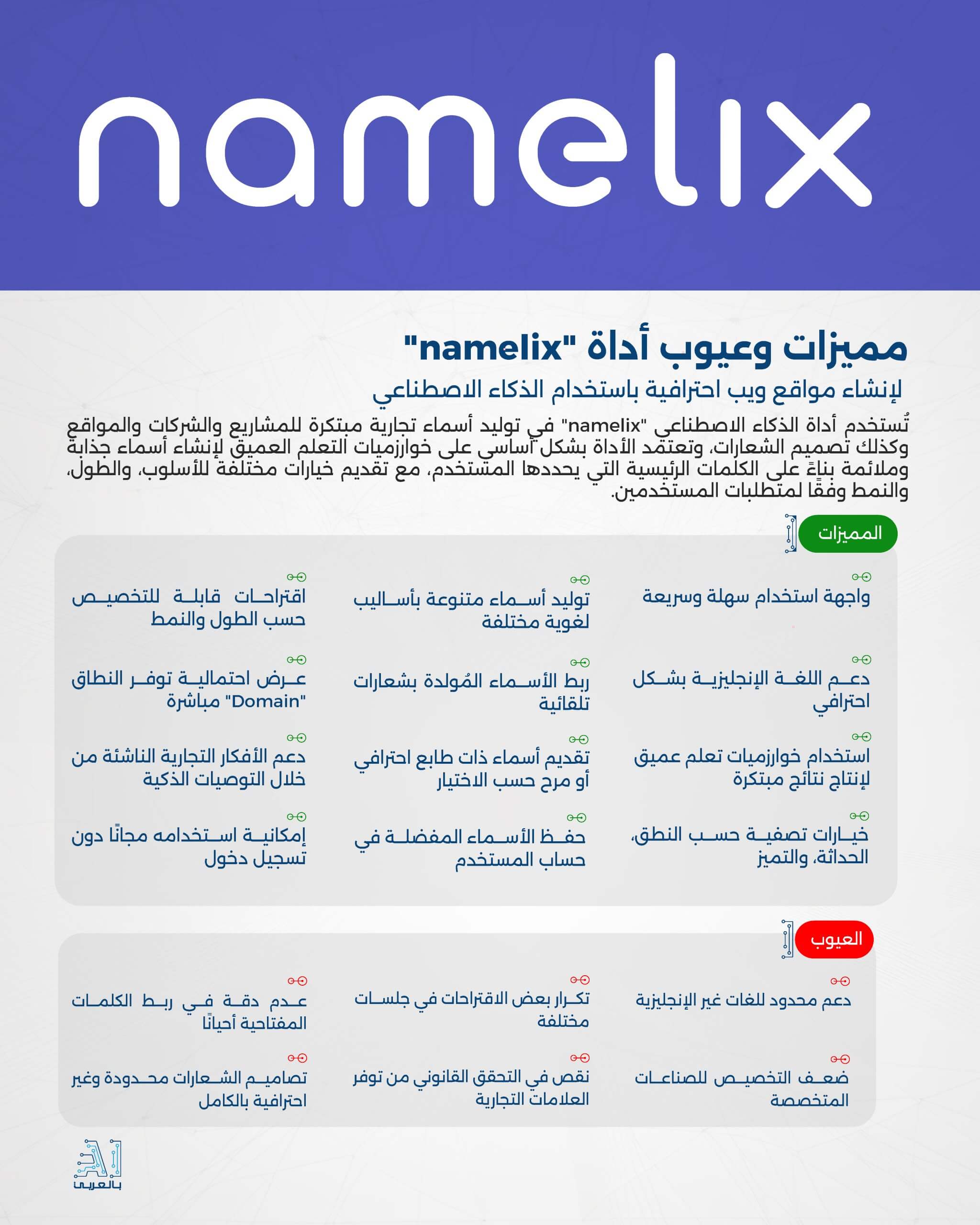 "namelix"أداة فعالة لتوليد الشعارات والعلامات التجارية باستخدام الذكاء الاصطناعي