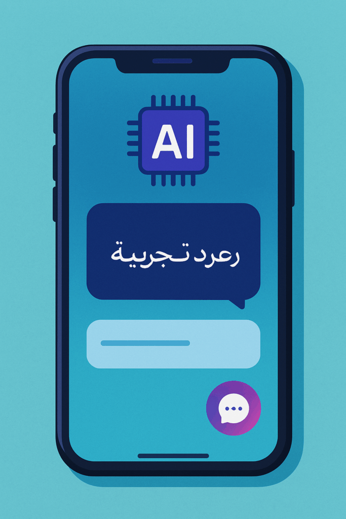 شاشة تطبيق ذكاء اصطناعي يتعامل مع العربية