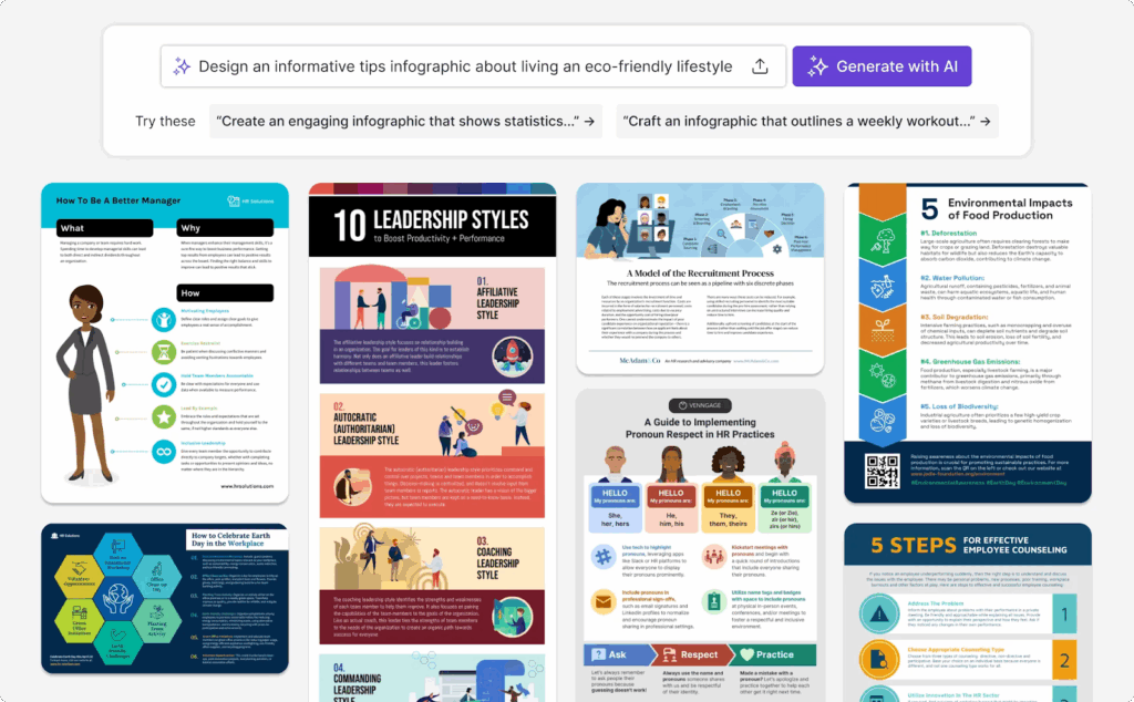 Venngage Trend Infographic: يوضح كيفية تصميم عناصر الإعلان تلقائيًا.