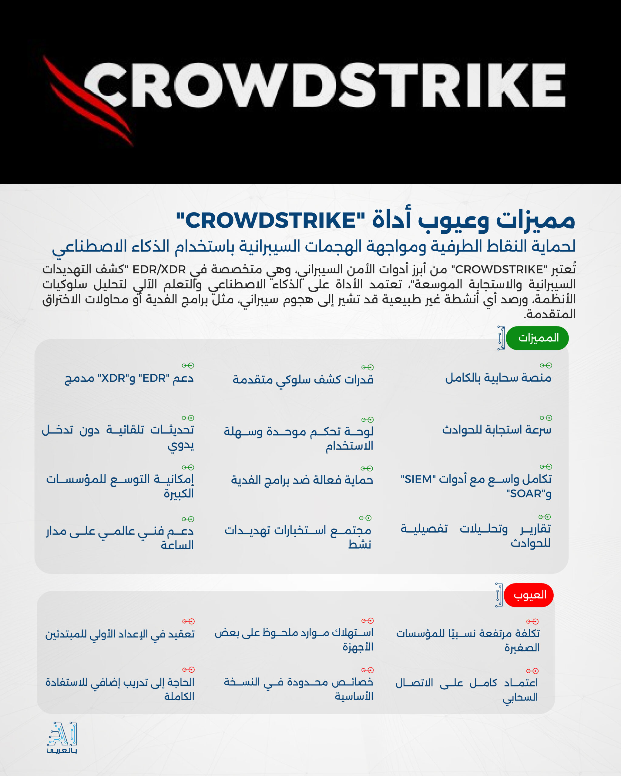 "CROWDSTRIKE" أداة متقدمة لحماية النقاط الطرفية ومواجهة الهجمات السيبرانية باستخدام الذكاء الاصطناعي