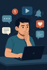 رمزية للانتباه المشتت في بيئة رقمية
