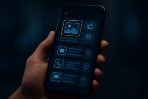 شاشة تطبيق تعرض توصيات خوارزمية للمستخدم
