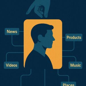 لوحة رقمية تمثل سلطة غير مرئية توجه اختيارات المستخدمين