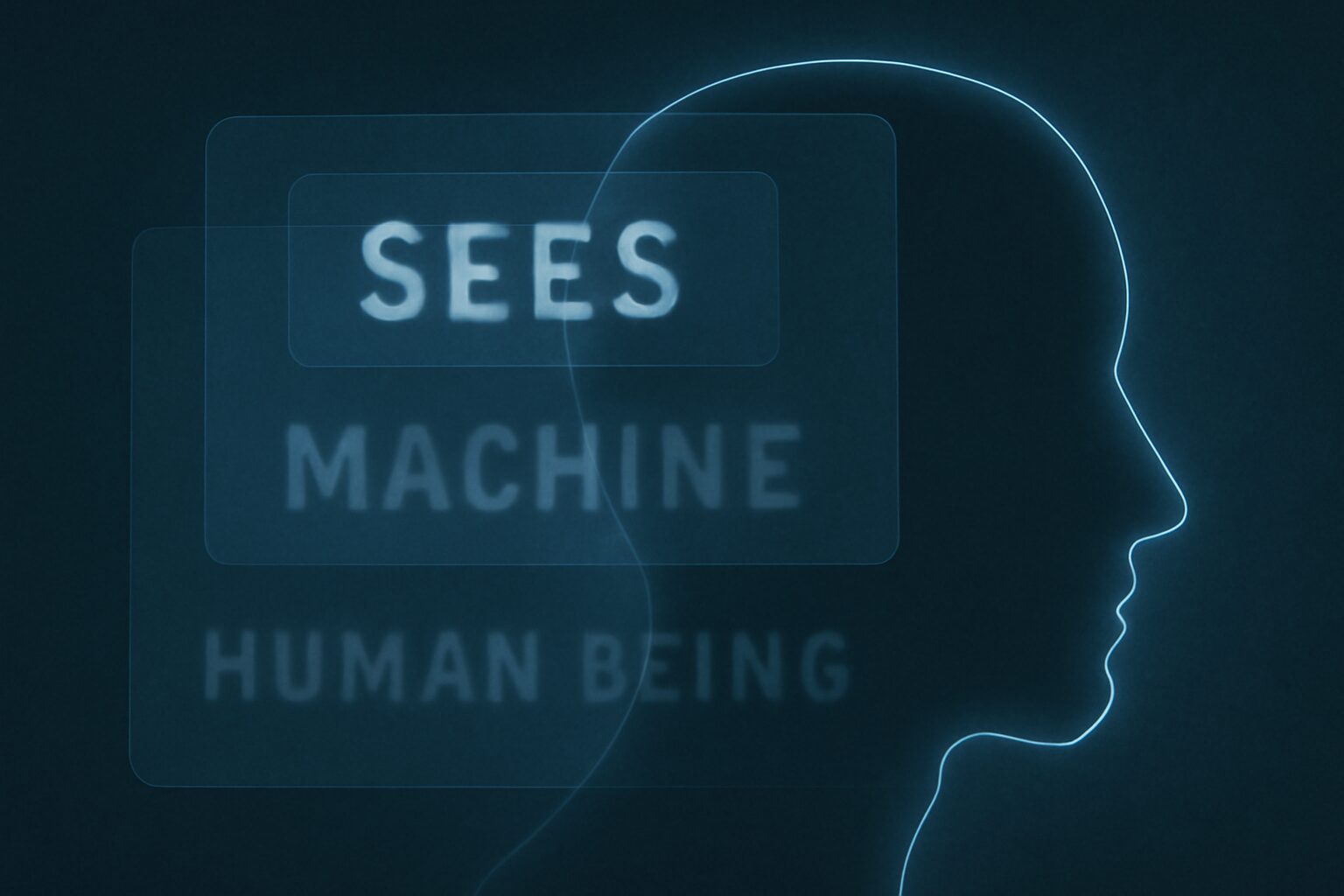 تراكب طبقات نصّية تظهر كيف يرى الإنسان ما لا تراه الآلة.