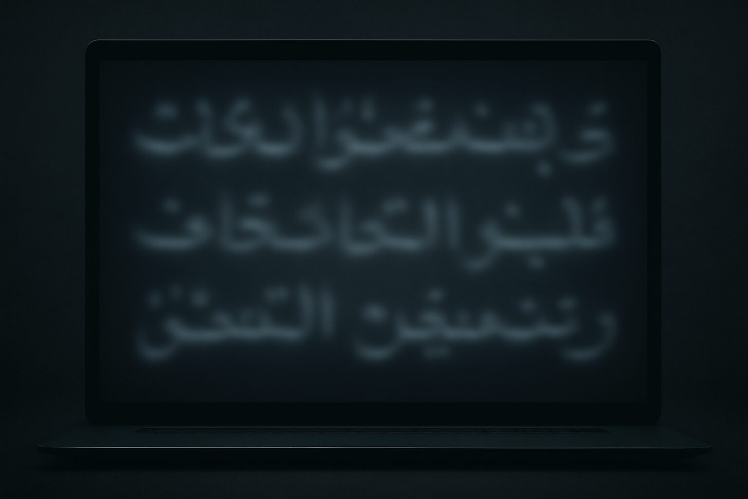 شاشة تظهر نصًا باللهجة العربية، لكن الكلمات تبدو بلا روح، كأنها ظلّ لشيء آخر.