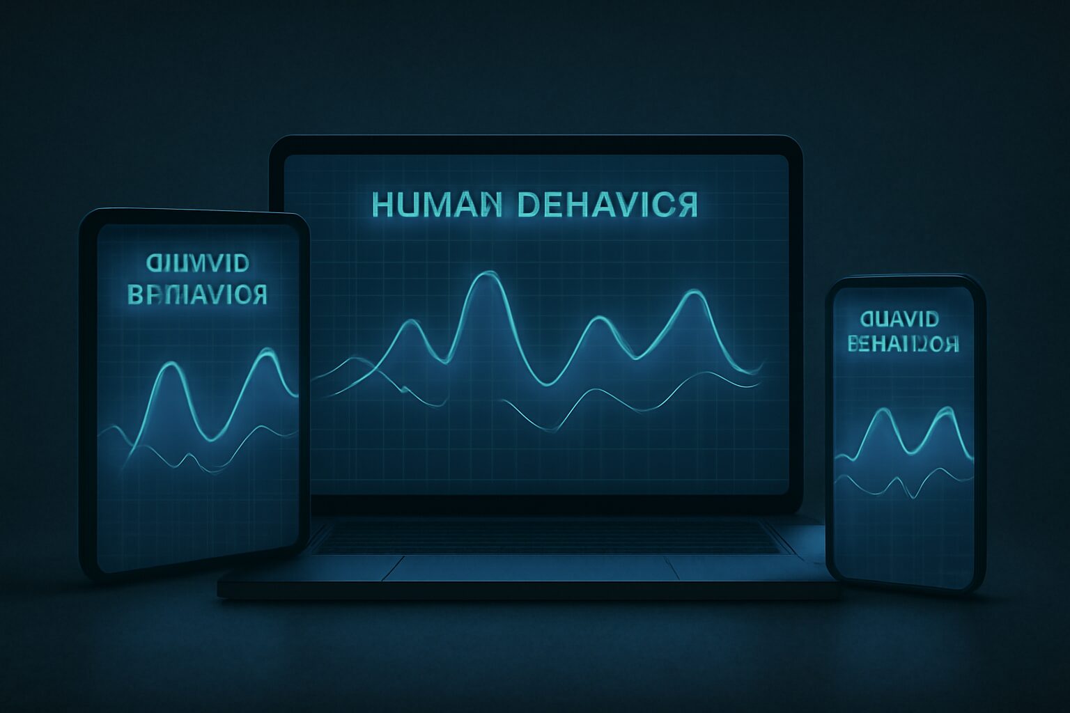 منصات رقمية تعرض موجات بيانية تمثل أنماط السلوك البشري