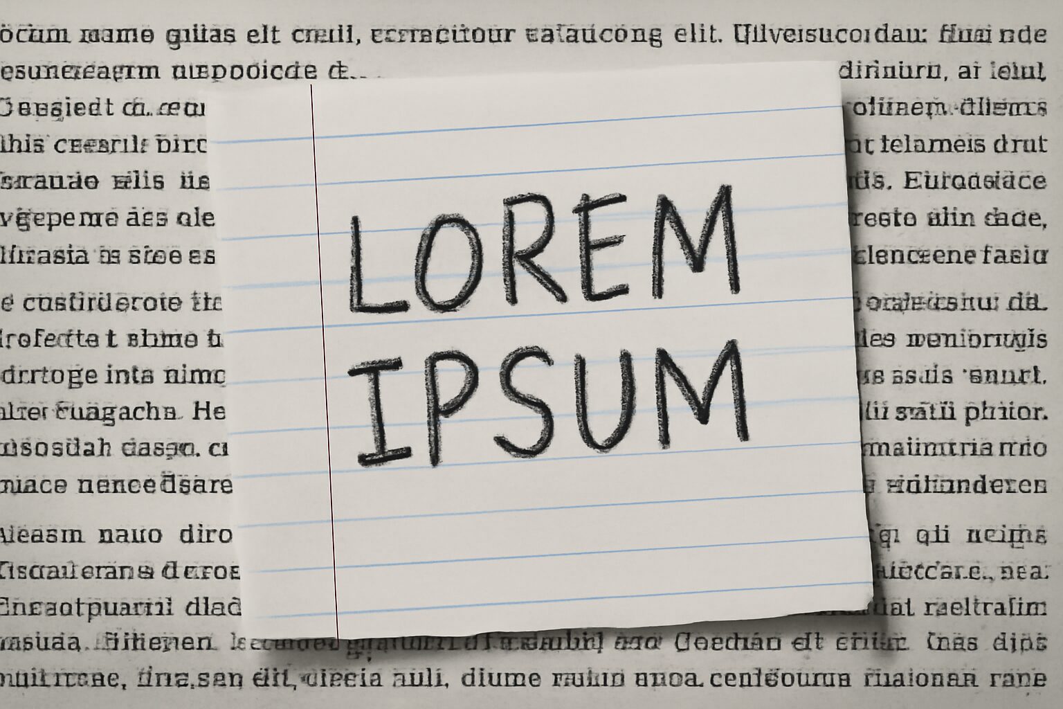 نصوص مطبوعة كثيرة متشابهة، وفي وسطها ورقة بخط يدوي غير منتظم.