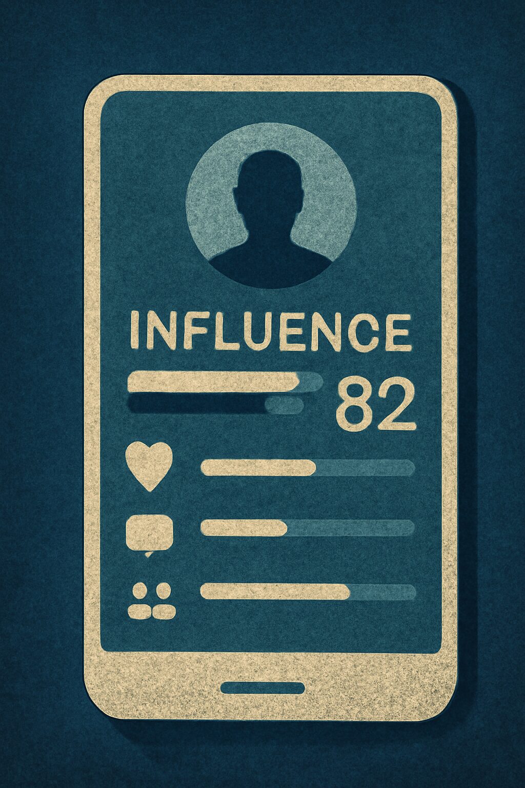 واجهة ذكية تعرض ملف شخصي رقمي لشخص يُقاس “مدى تأثيره” عبر مؤشرات حيوية رقمية.