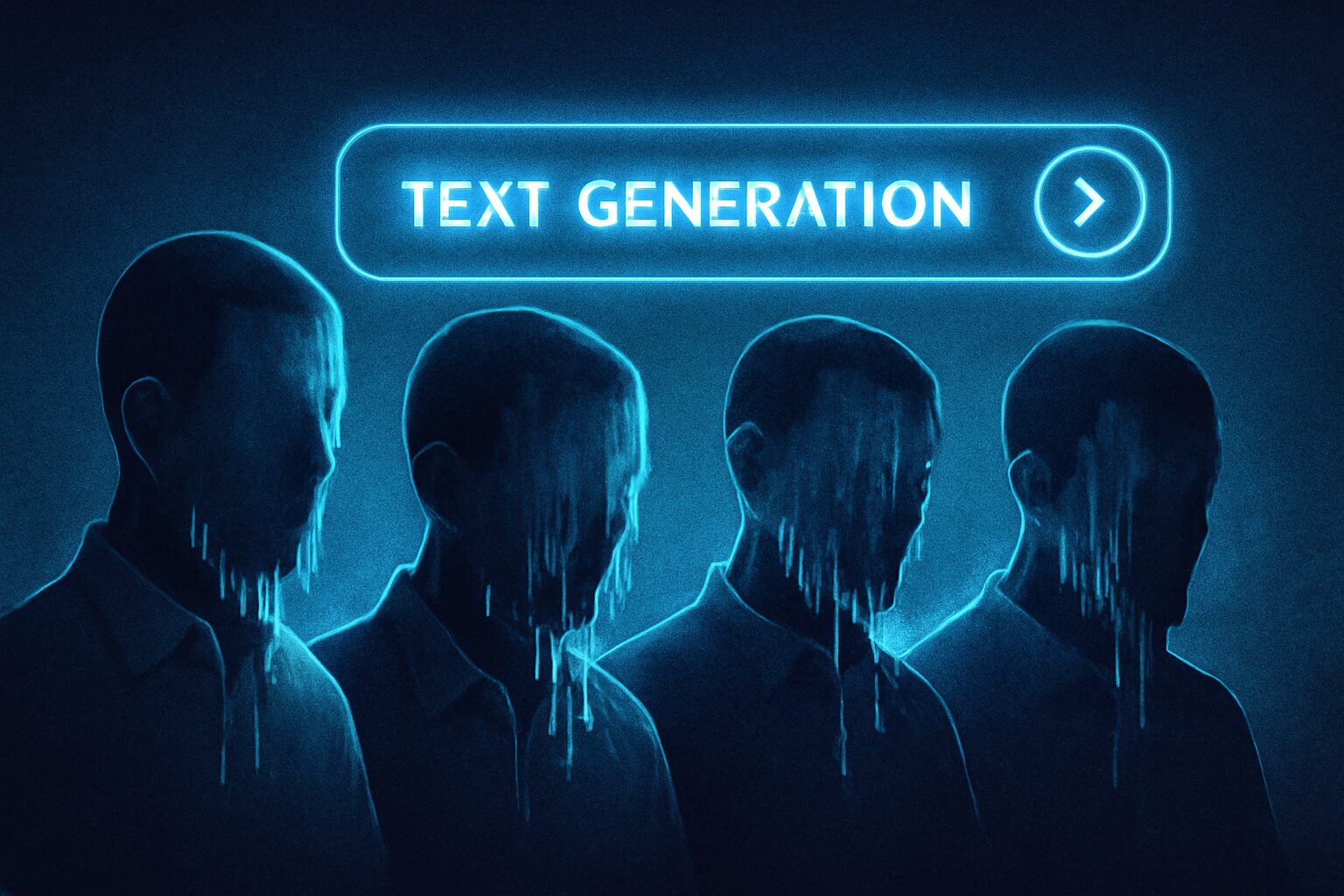 وجوه متشابهة بلا ملامح، تذوب ملامحها أمام واجهة توليد النصوص.