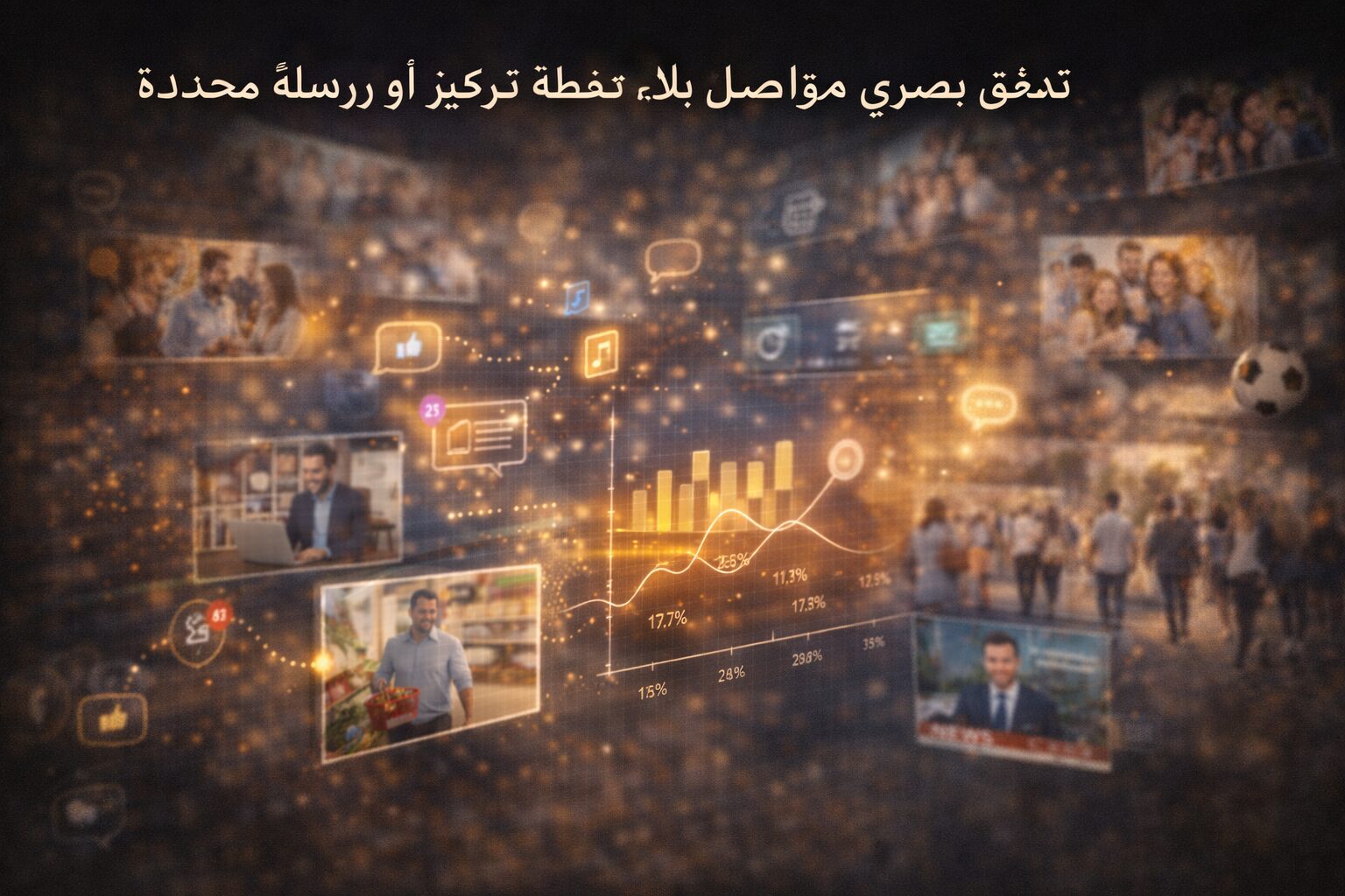 
تدفّق بصري متواصل بلا نقطة تركيز أو رسالة محددة