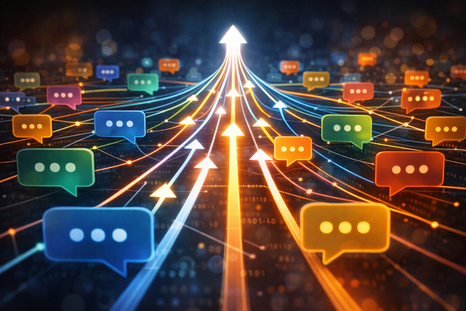 شبكة محادثات فردية تتقاطع لتصنع اتجاهًا واحدًا عامًا