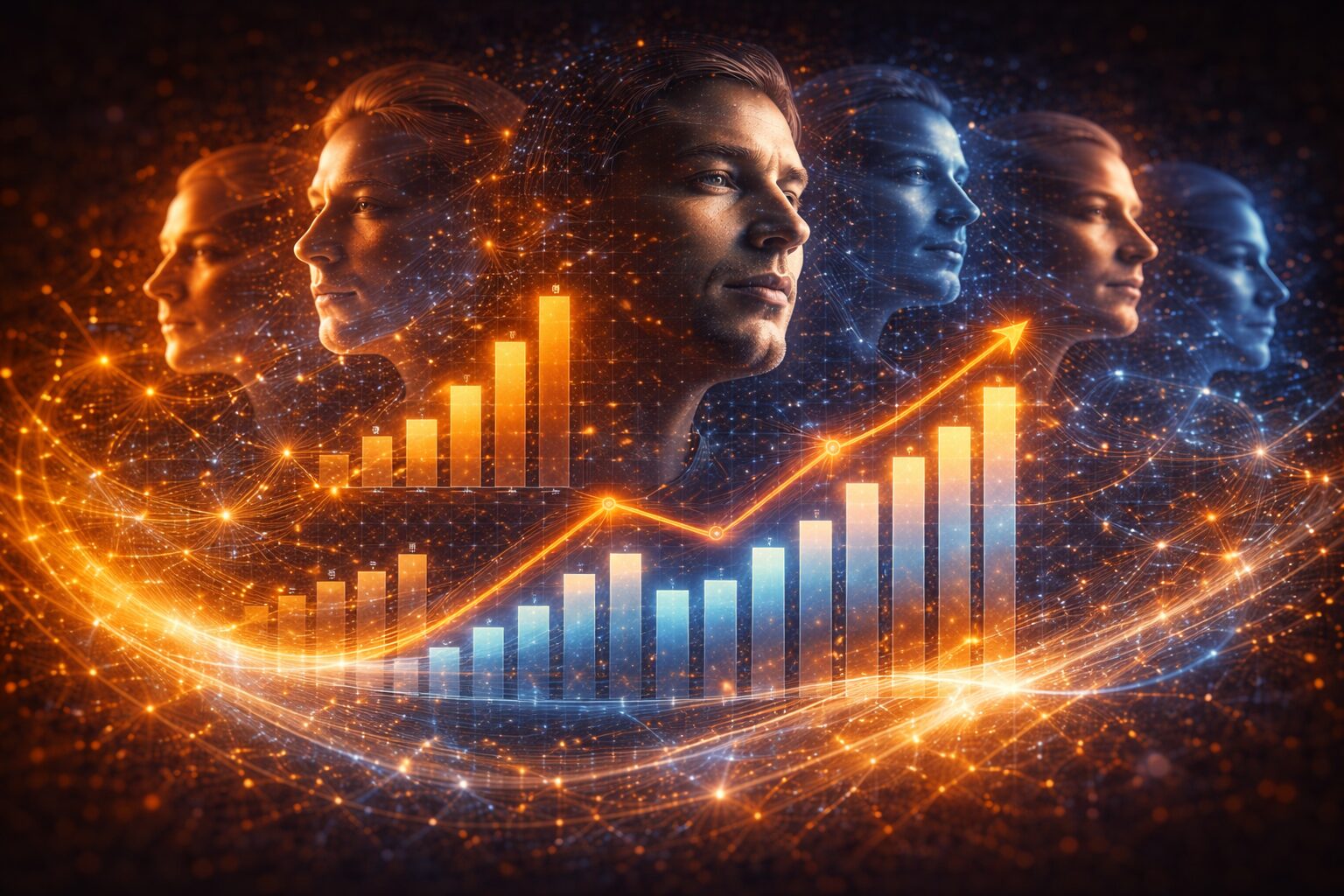 وجوه متعددة تذوب داخل مخطط بيانات واحد”