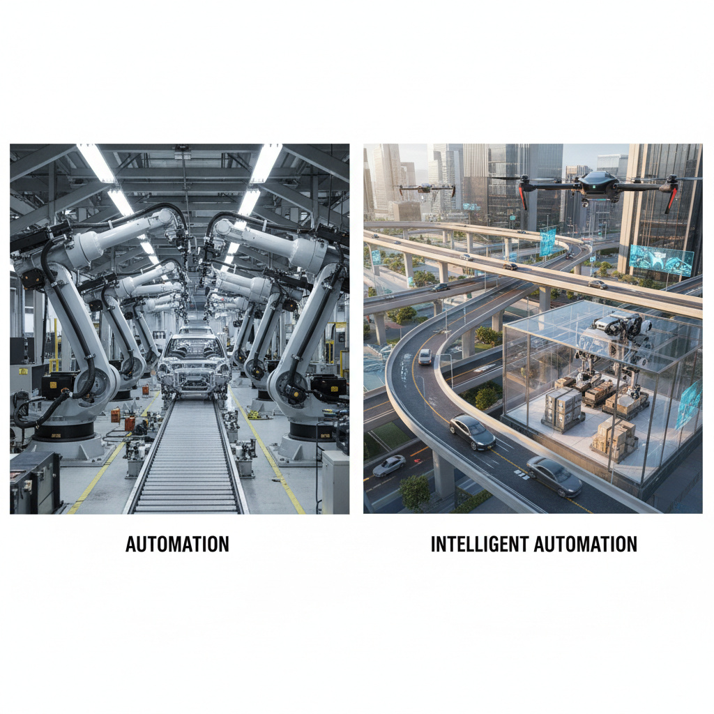 الفرق بين الأتمتة (Automation) والأتمتة الذكية (Intelligent Automation)