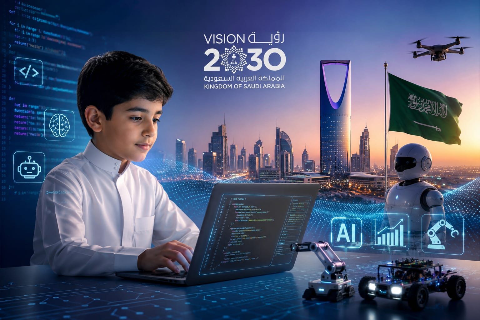 الذكاء الاصطناعي والبرمجة يقودان جيل 2030 نحو صناعة المستقبل الرقمي