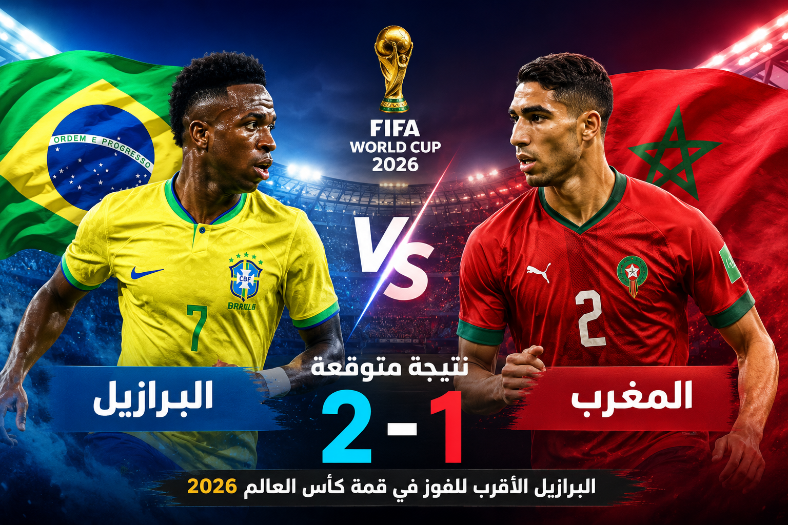 الذكاء الاصطناعي يرجح فوز “البرازيل” على “المغرب” في قمة كأس العالم 2026